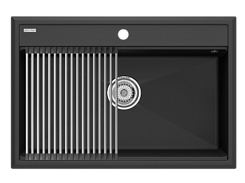 Кухонная мойка + коландер Paulmark PM117551-AN+R375-BS 75х51 цвет антрацит